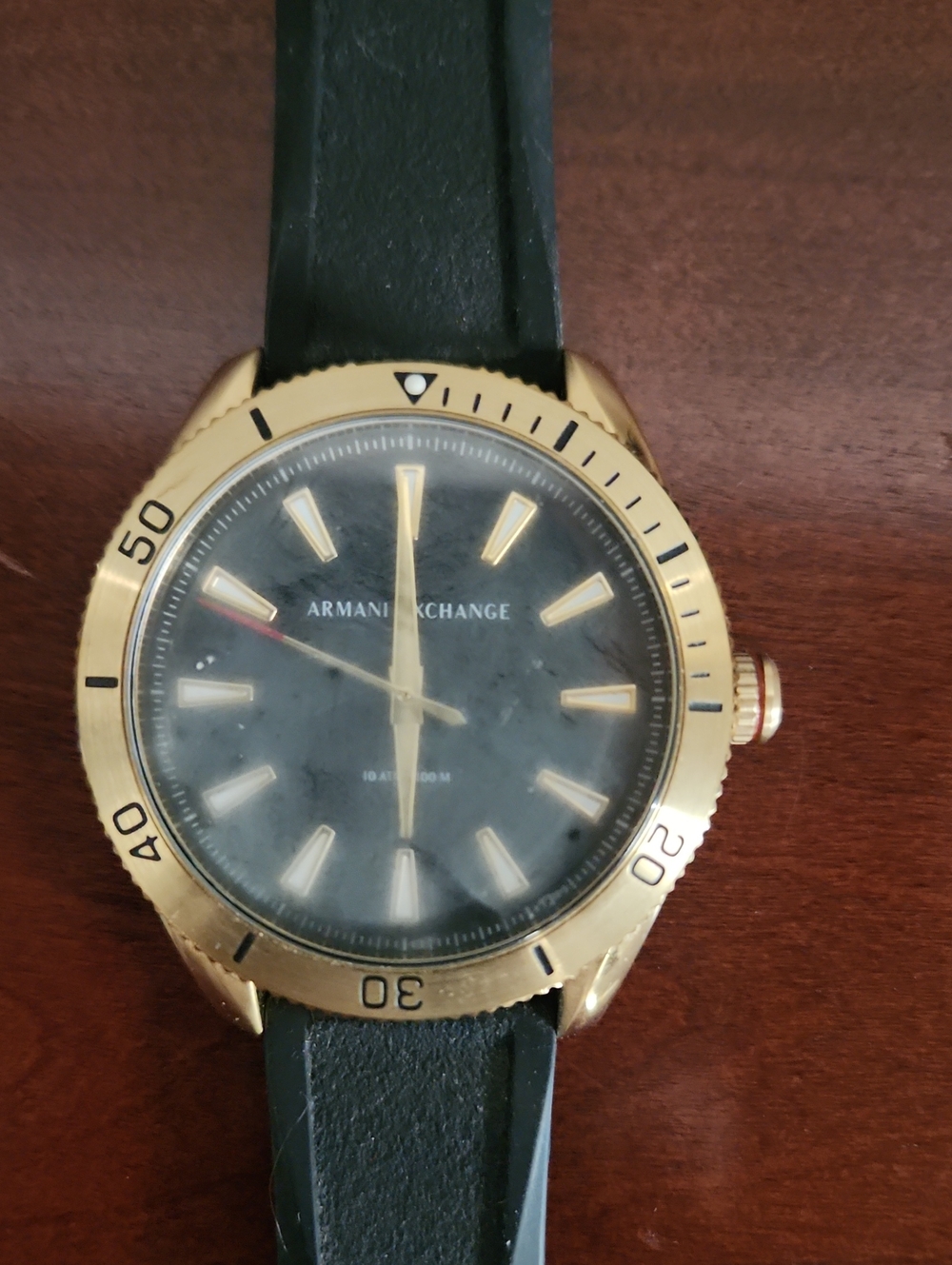 Armani Exchange Gold-Tone Bezel Black Dial Men's Watch